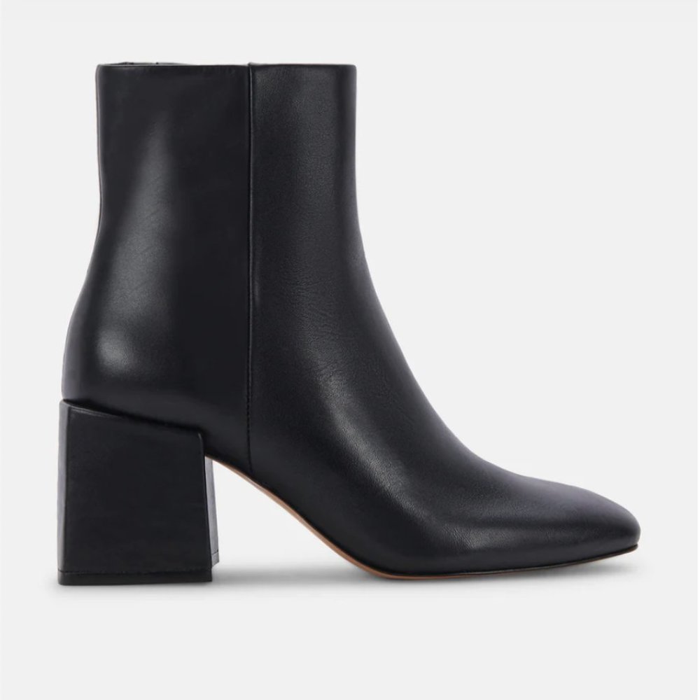 Dolce Vita Imogen H20 Black Leather Booties, Size 6.5